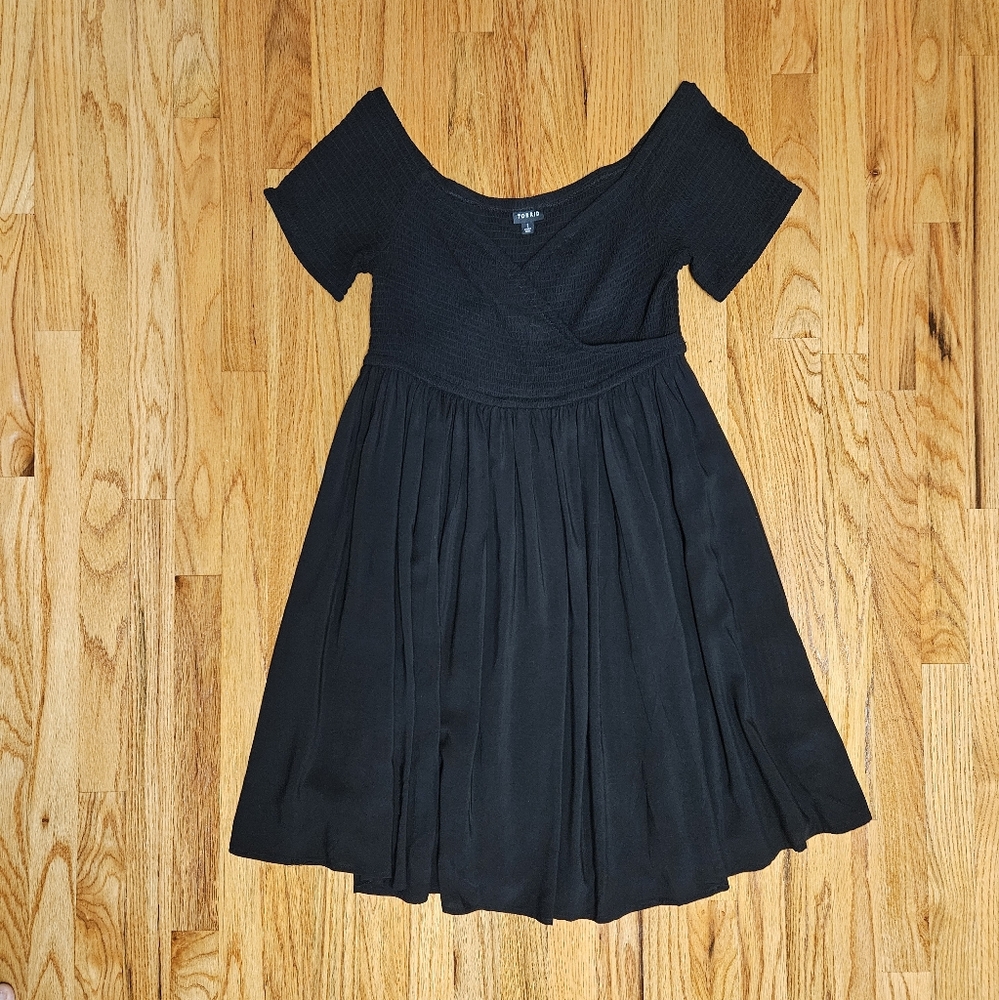 Torrid Mini Challis Off-Shoulder Surplice Skater Dress